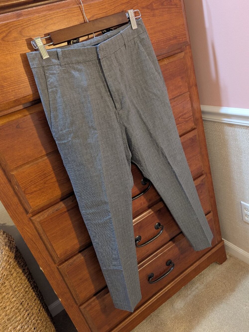 Nili Lotan Drop Crotch Pants, Gray Plaid, size 2